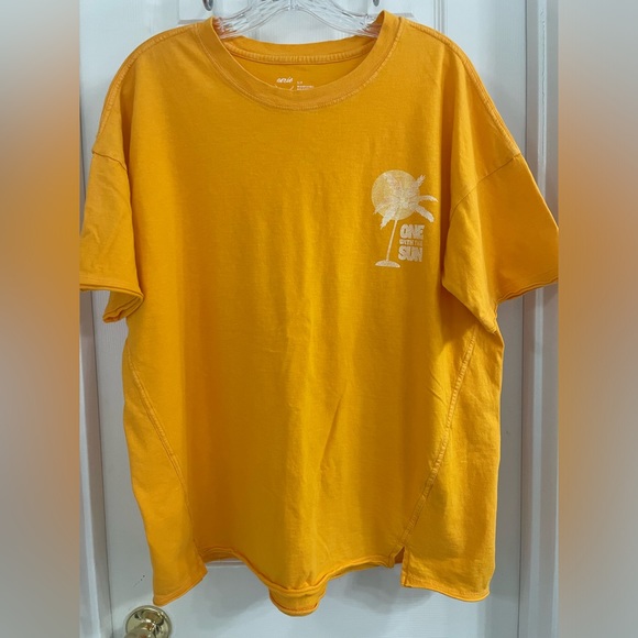 aerie Tops - Aerie Graphic Oversized Boyfriend Tee One with the Sun Orange Size Small